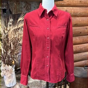 🍁 EUC - Beautiful Red Corduroy Columbia Long Sleeve Shirt!